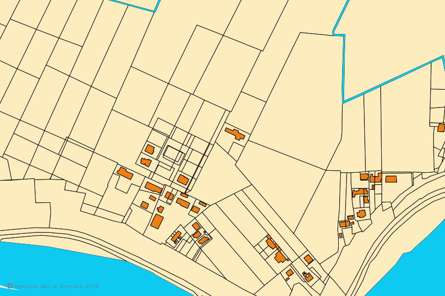 Mappa catastale del centro di Barbona: particelle e fabbricati, cartografia Agenzia delle Entrate