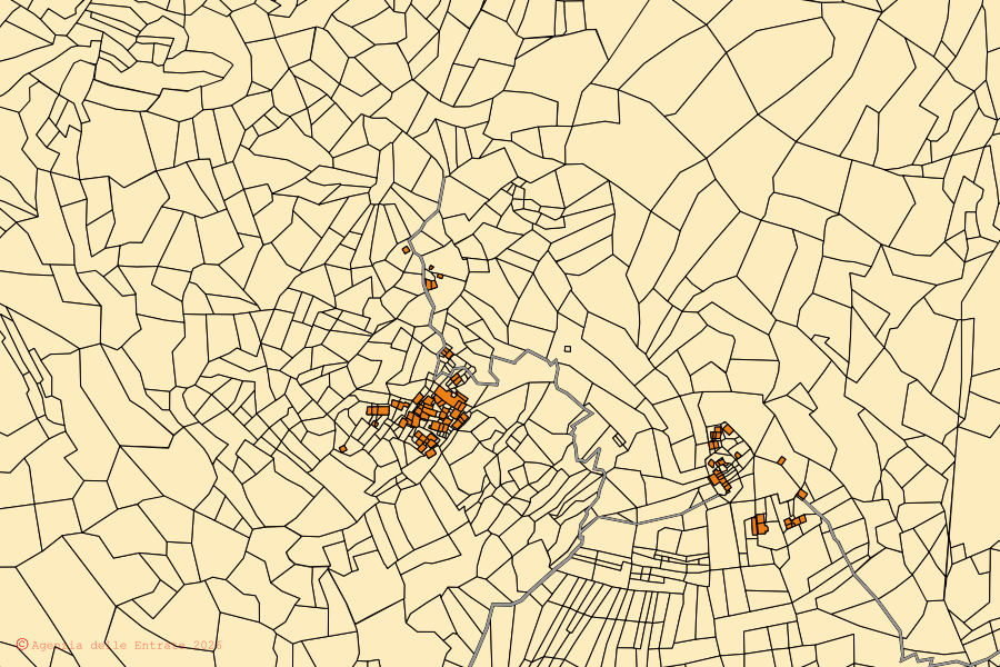 Mappa catastale del centro di Bard: particelle e fabbricati, cartografia Agenzia delle Entrate