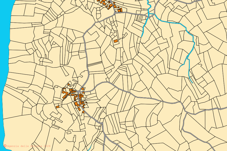 Mappa catastale del centro di Bardi: particelle e fabbricati, cartografia Agenzia delle Entrate