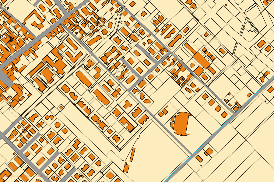 Mappa catastale del centro di Baricella: particelle e fabbricati, cartografia Agenzia delle Entrate