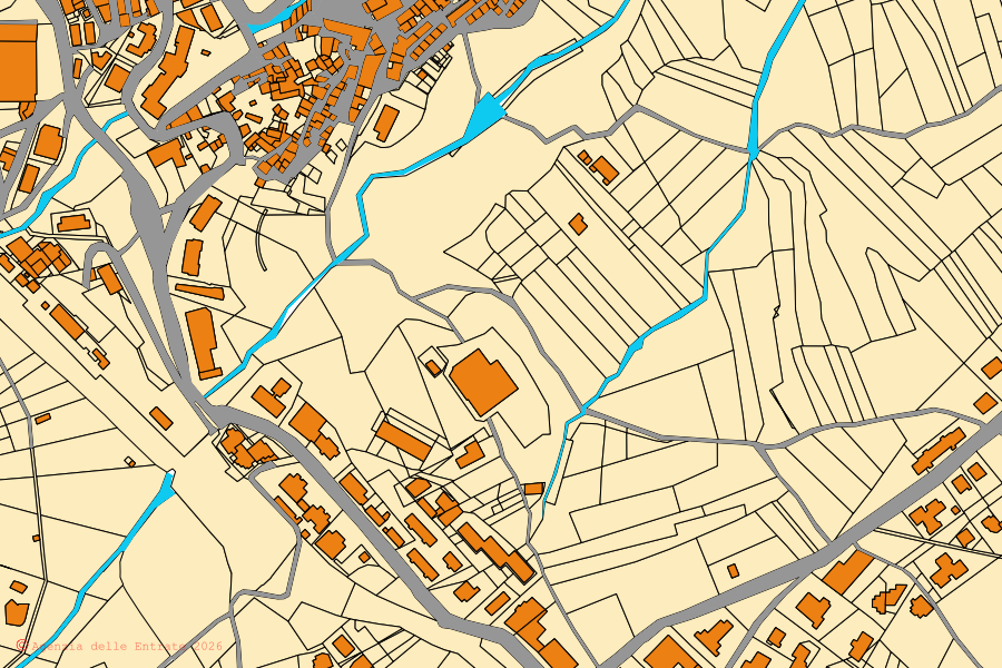 Mappa catastale del centro di Barile: particelle e fabbricati, cartografia Agenzia delle Entrate