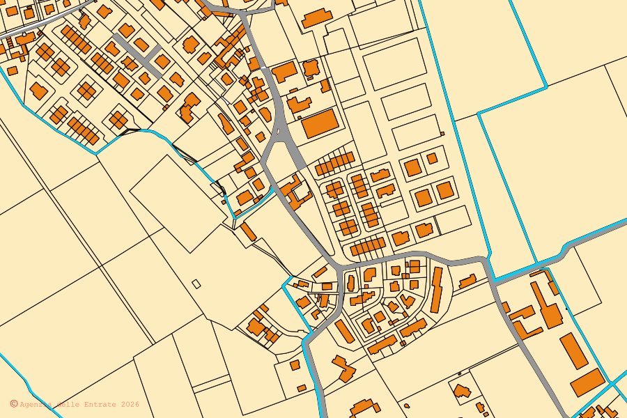 Mappa catastale del centro di Bascapè: particelle e fabbricati, cartografia Agenzia delle Entrate