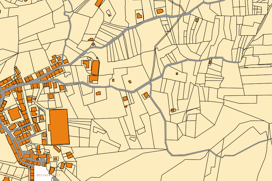 Mappa catastale del centro di Baselice: particelle e fabbricati, cartografia Agenzia delle Entrate