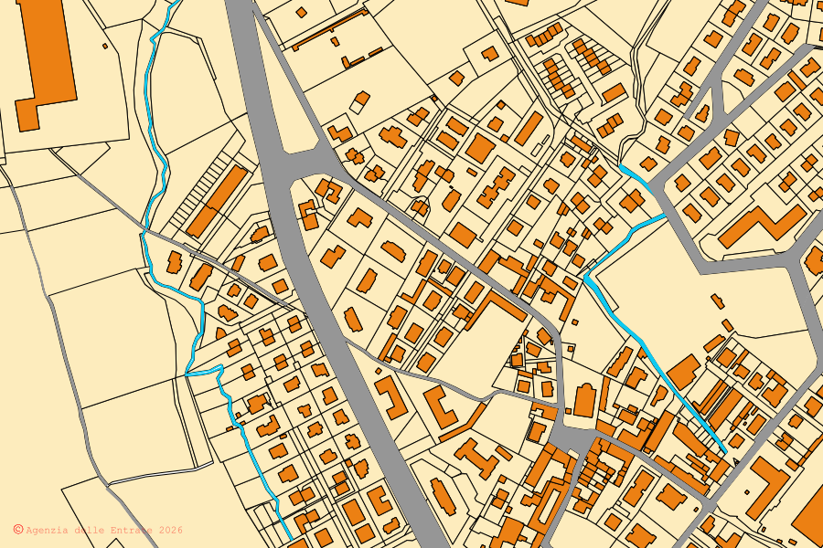 Mappa catastale del centro di Basiano: particelle e fabbricati, cartografia Agenzia delle Entrate