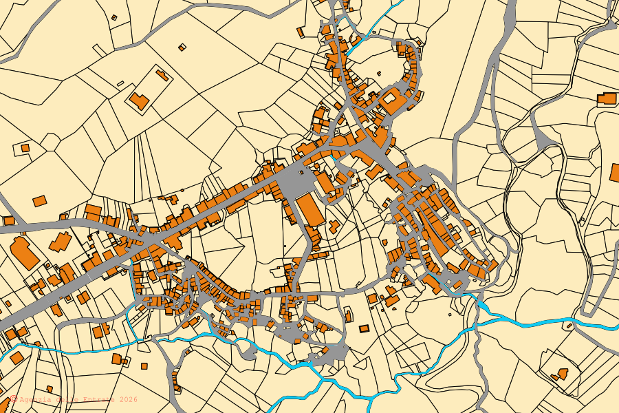 Mappa catastale del centro di Bassano in Teverina: particelle e fabbricati, cartografia Agenzia delle Entrate