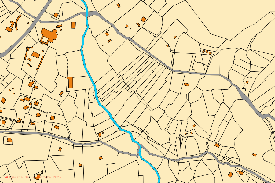 Mappa catastale del centro di Bassiano: particelle e fabbricati, cartografia Agenzia delle Entrate