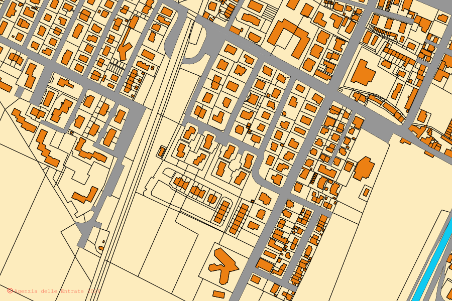 Mappa catastale del centro di Battaglia Terme: particelle e fabbricati, cartografia Agenzia delle Entrate