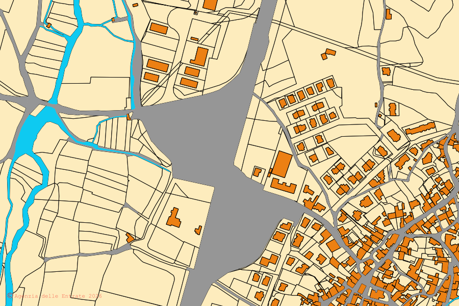 Mappa catastale del centro di Bauladu: particelle e fabbricati, cartografia Agenzia delle Entrate