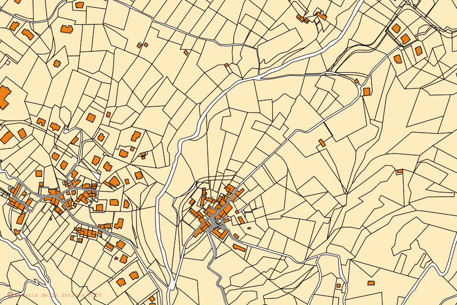 Mappa catastale del centro di Bedulita: particelle e fabbricati, cartografia Agenzia delle Entrate