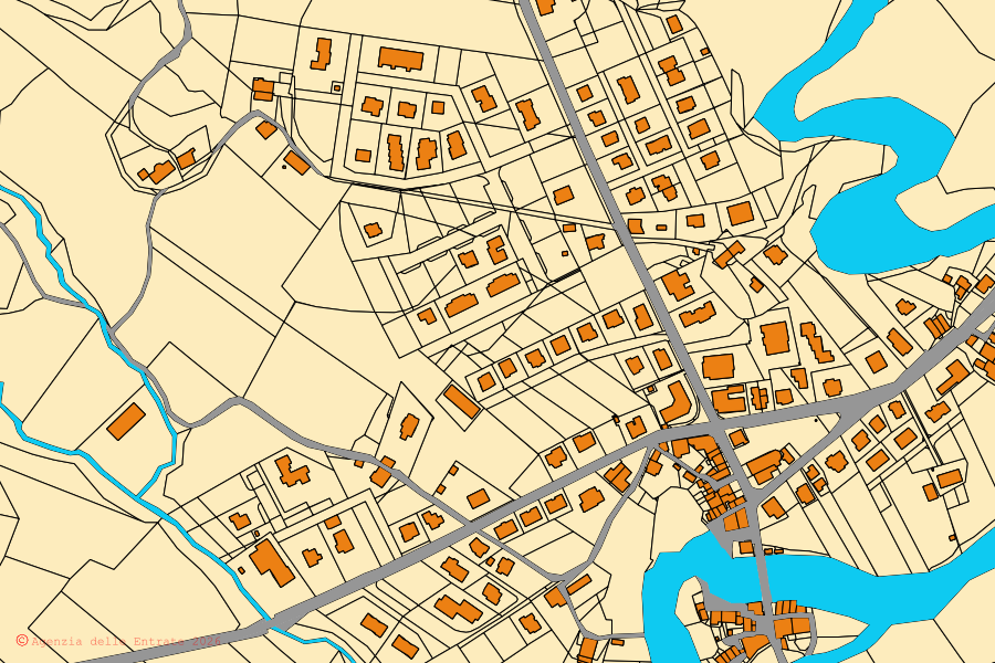 Mappa catastale del centro di Belforte all'Isauro: particelle e fabbricati, cartografia Agenzia delle Entrate