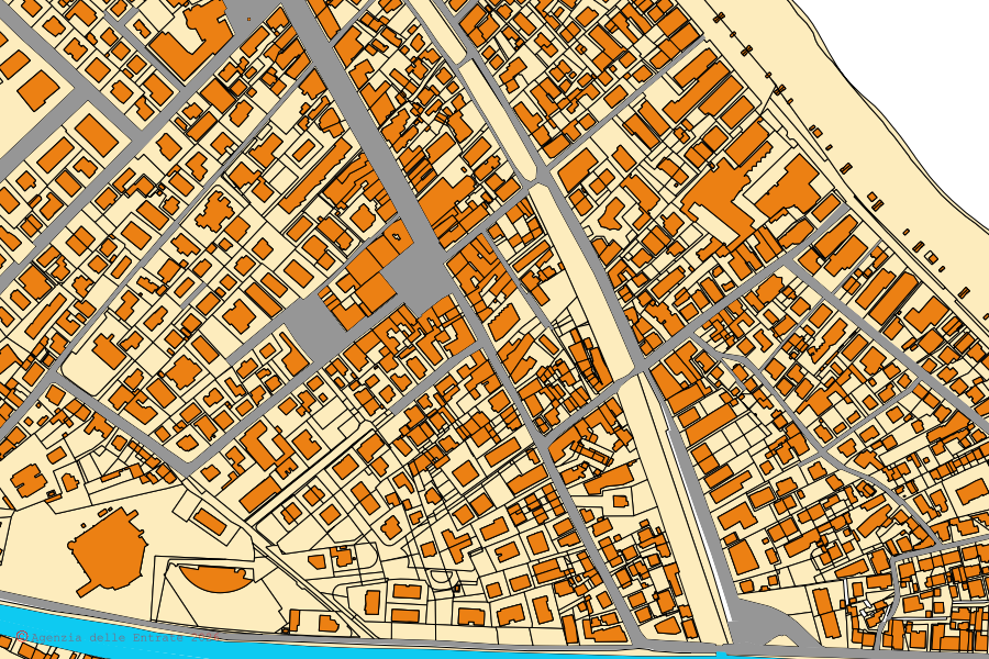 Mappa catastale del centro di Bellaria-Igea Marina: particelle e fabbricati, cartografia Agenzia delle Entrate