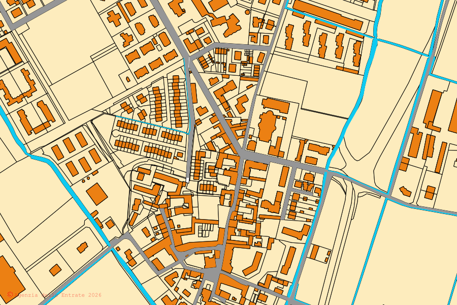 Mappa catastale del centro di Bellinzago Lombardo: particelle e fabbricati, cartografia Agenzia delle Entrate