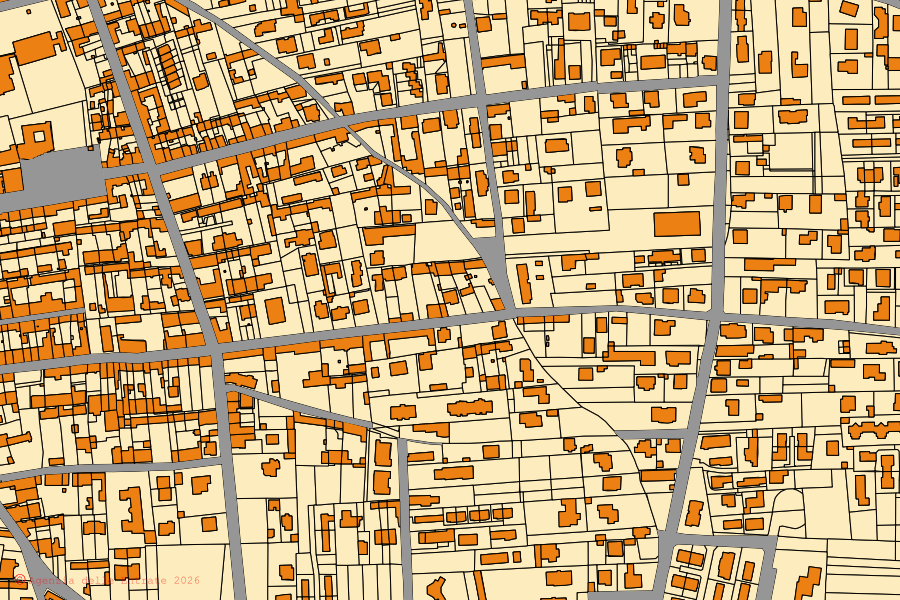 Mappa catastale del centro di Bellinzago Novarese: particelle e fabbricati, cartografia Agenzia delle Entrate