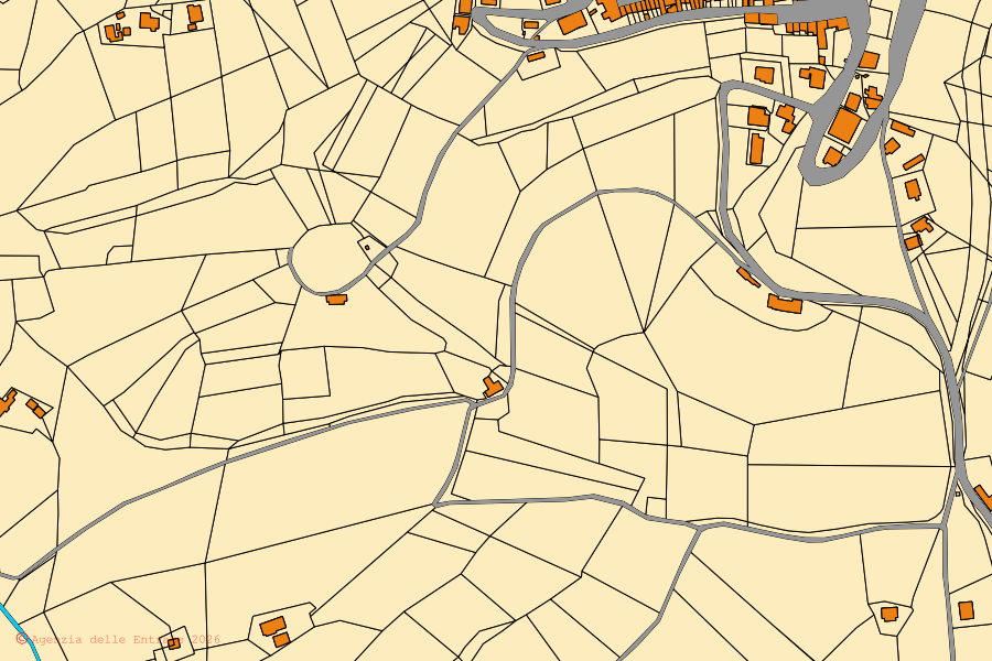 Mappa catastale del centro di Belmonte Piceno: particelle e fabbricati, cartografia Agenzia delle Entrate