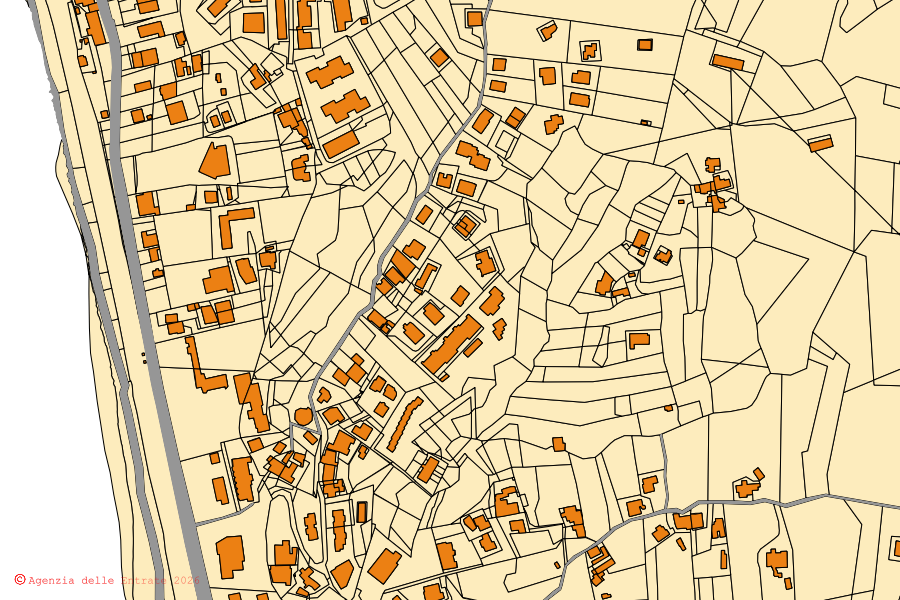 Mappa catastale del centro di Belvedere Marittimo: particelle e fabbricati, cartografia Agenzia delle Entrate