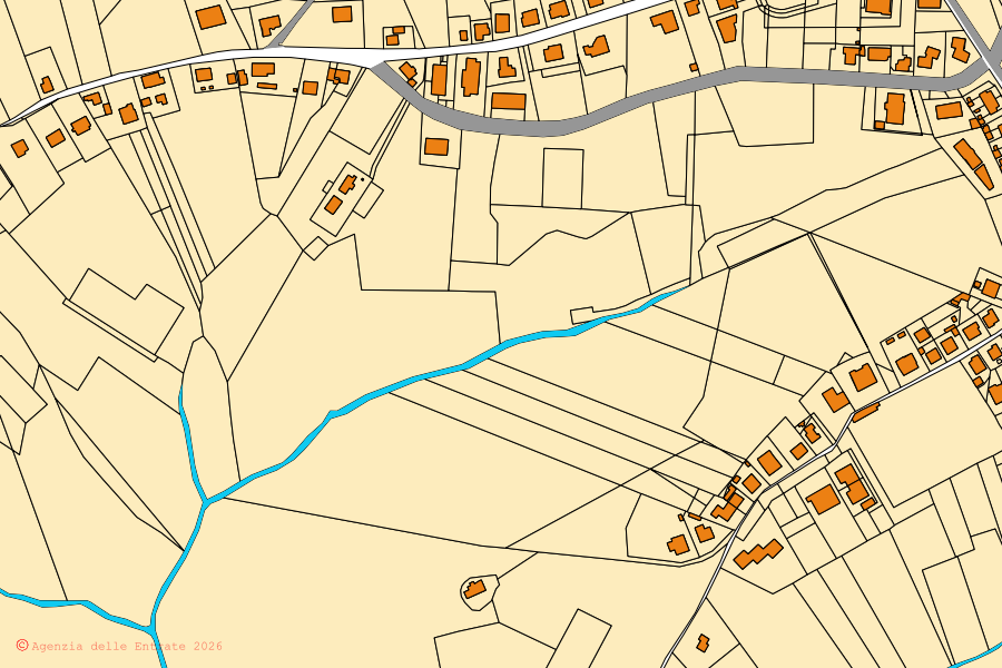 Mappa catastale del centro di Belvedere Ostrense: particelle e fabbricati, cartografia Agenzia delle Entrate