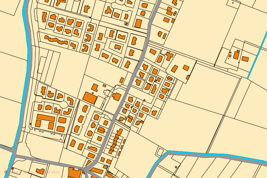 Mappa catastale del centro di Bentivoglio: particelle e fabbricati, cartografia Agenzia delle Entrate