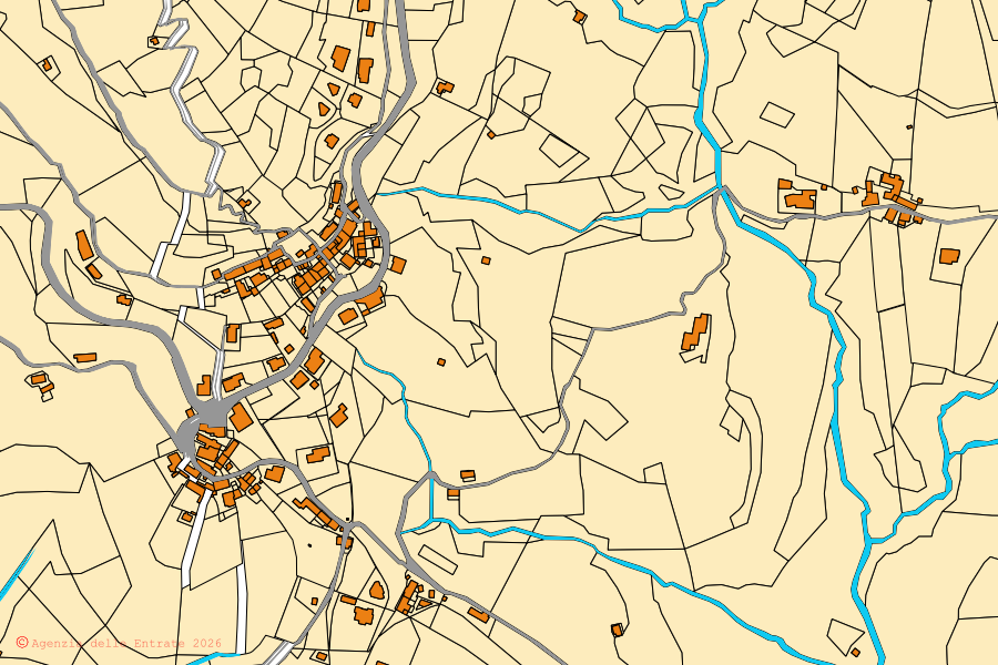 Mappa catastale del centro di Berbenno: particelle e fabbricati, cartografia Agenzia delle Entrate