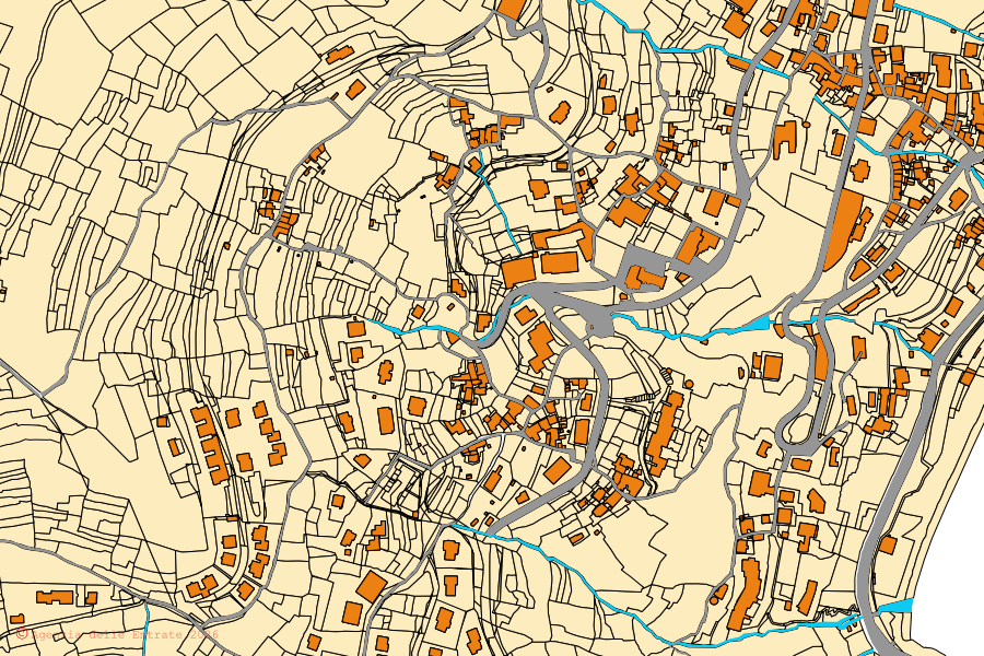Mappa catastale del centro di Bergeggi: particelle e fabbricati, cartografia Agenzia delle Entrate