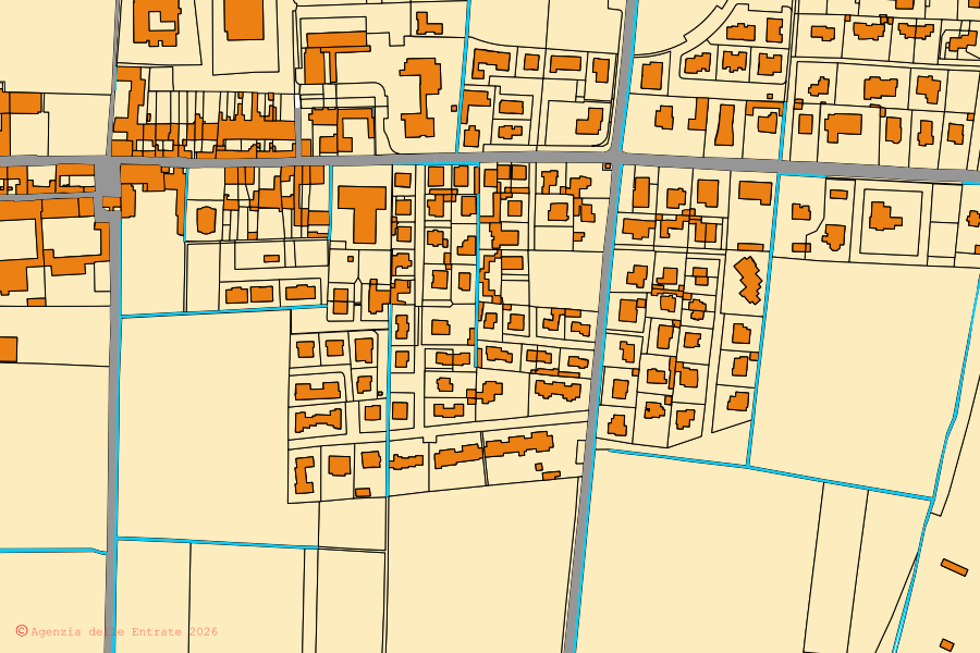 Mappa catastale del centro di Berlingo: particelle e fabbricati, cartografia Agenzia delle Entrate
