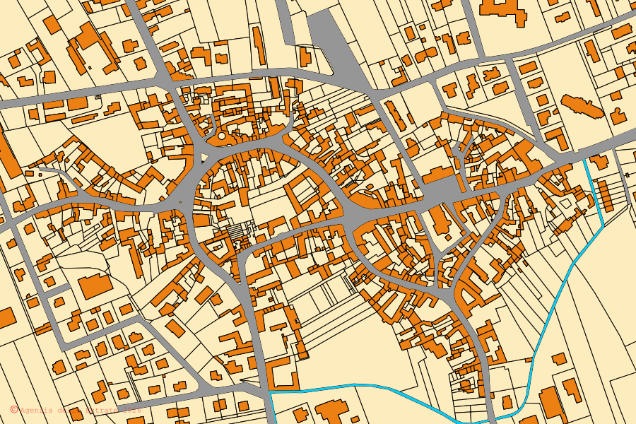 Mappa catastale del centro di Bertiolo: particelle e fabbricati, cartografia Agenzia delle Entrate