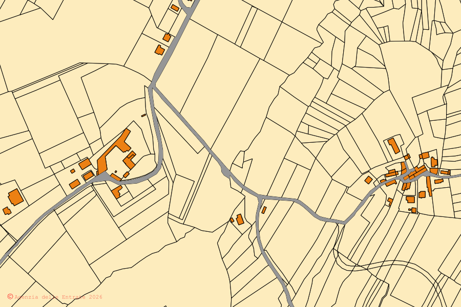 Mappa catastale del centro di Berzano di Tortona: particelle e fabbricati, cartografia Agenzia delle Entrate