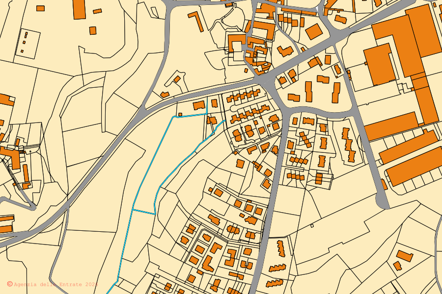 Mappa catastale del centro di Besana in Brianza: particelle e fabbricati, cartografia Agenzia delle Entrate