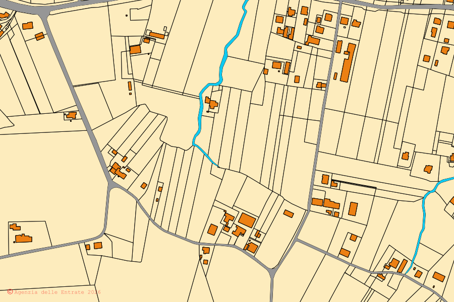 Mappa catastale del centro di Bettona: particelle e fabbricati, cartografia Agenzia delle Entrate