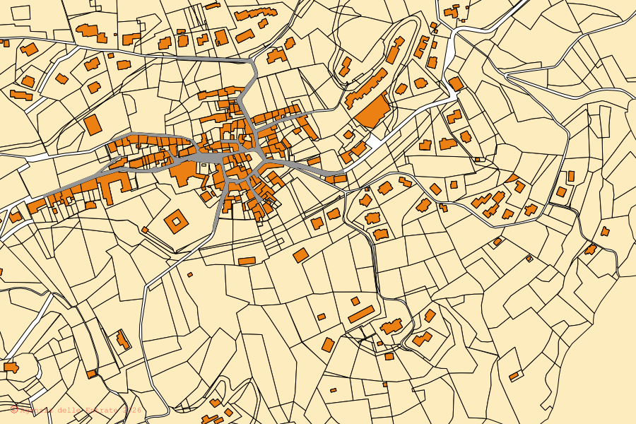Mappa catastale del centro di Bianzano: particelle e fabbricati, cartografia Agenzia delle Entrate