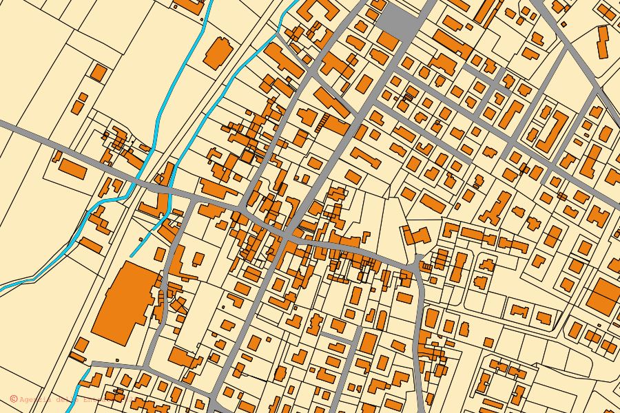 Mappa catastale del centro di Bibbiano: particelle e fabbricati, cartografia Agenzia delle Entrate