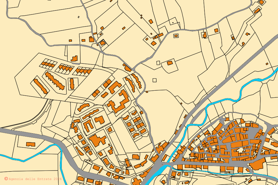 Mappa catastale del centro di Bibbona: particelle e fabbricati, cartografia Agenzia delle Entrate