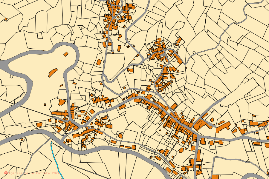 Mappa catastale del centro di Biella: particelle e fabbricati, cartografia Agenzia delle Entrate