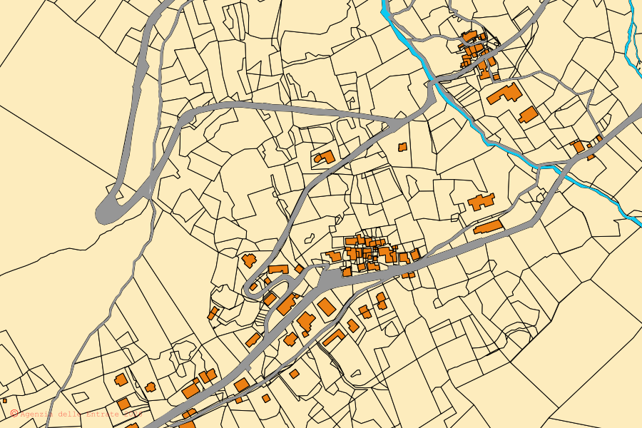Mappa catastale del centro di Bionaz: particelle e fabbricati, cartografia Agenzia delle Entrate
