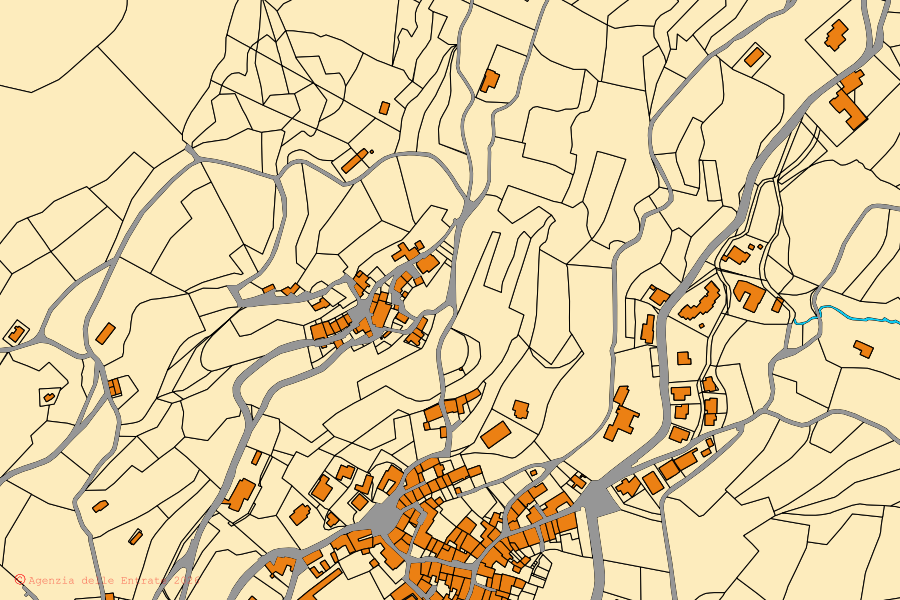 Mappa catastale del centro di Bione: particelle e fabbricati, cartografia Agenzia delle Entrate
