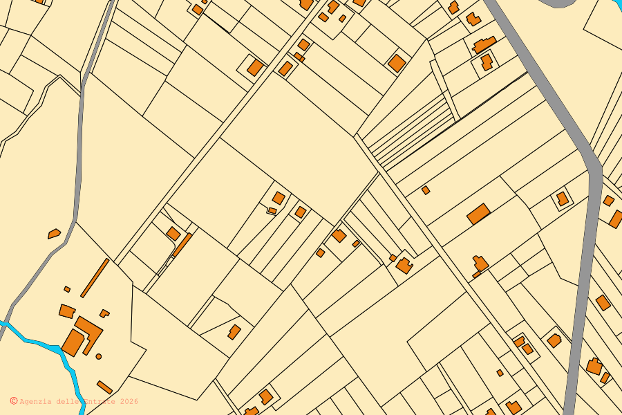 Mappa catastale del centro di Bisignano: particelle e fabbricati, cartografia Agenzia delle Entrate
