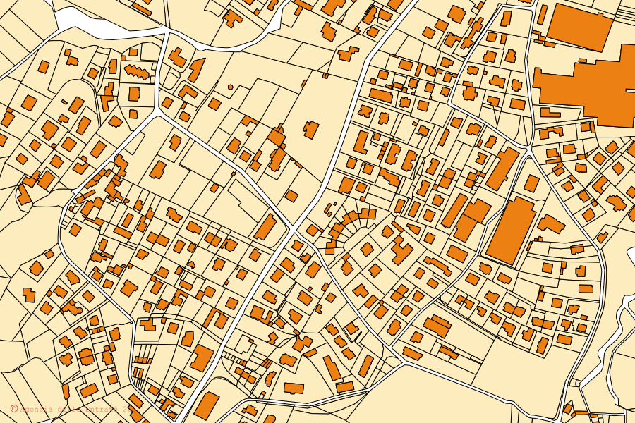 Mappa catastale del centro di Bisuschio: particelle e fabbricati, cartografia Agenzia delle Entrate