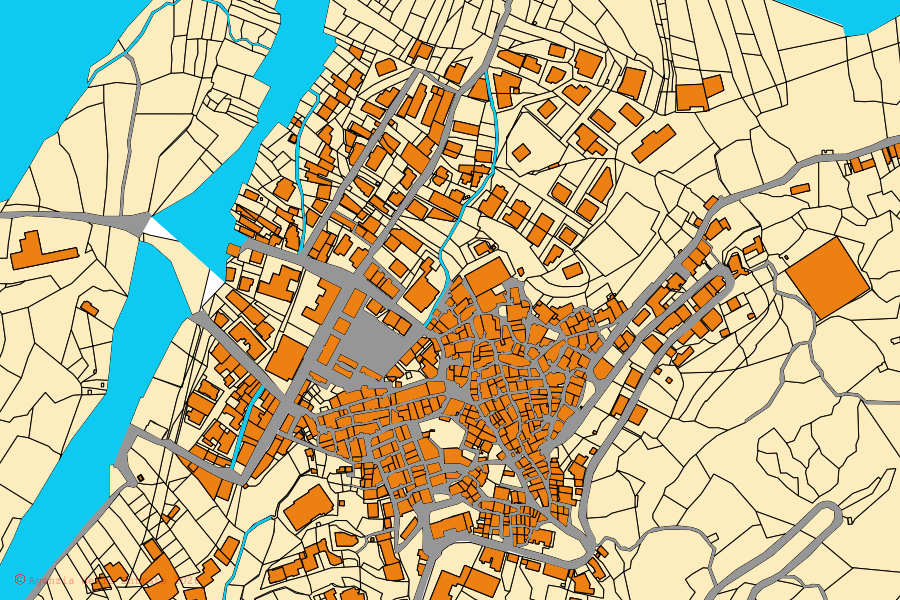 Mappa catastale del centro di Bivongi: particelle e fabbricati, cartografia Agenzia delle Entrate