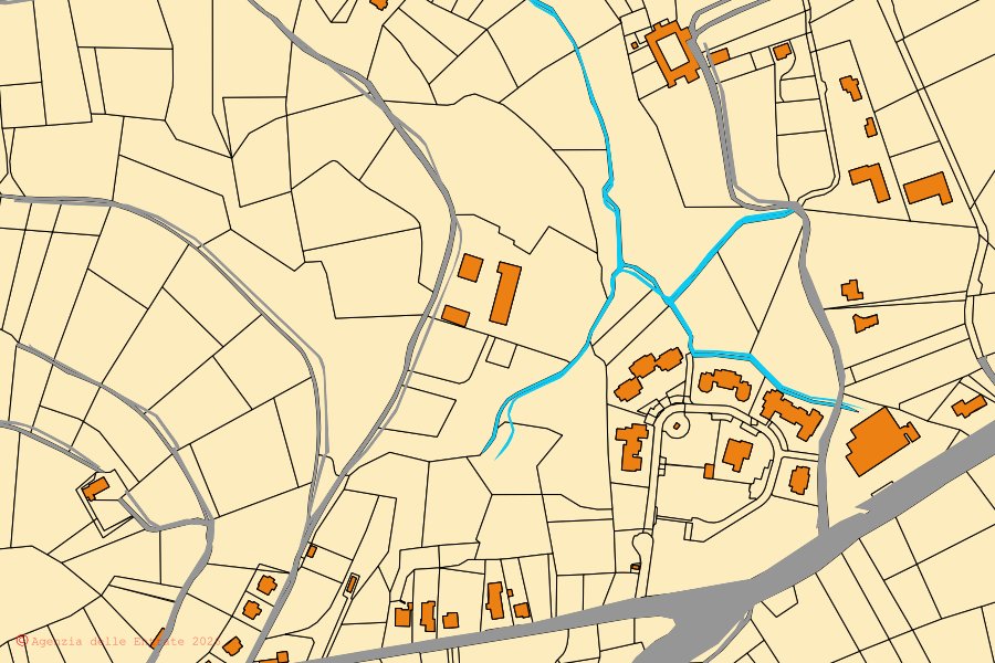 Mappa catastale del centro di Bizzarone: particelle e fabbricati, cartografia Agenzia delle Entrate