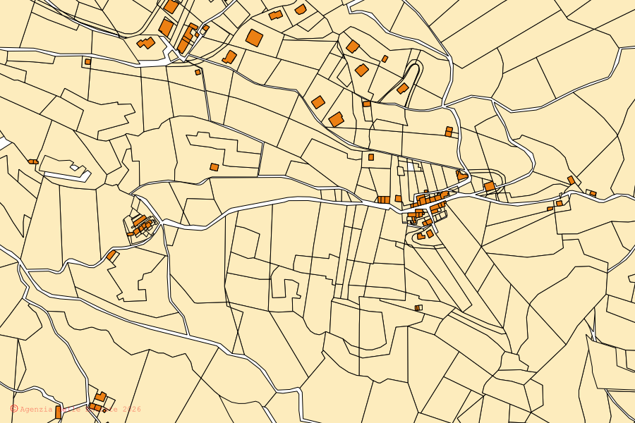 Mappa catastale del centro di Blello: particelle e fabbricati, cartografia Agenzia delle Entrate