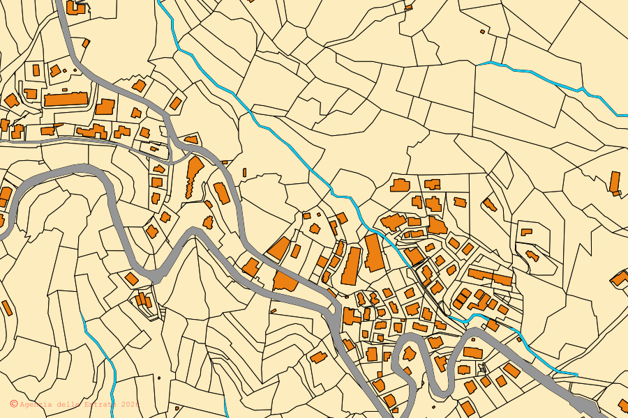Mappa catastale del centro di Boissano: particelle e fabbricati, cartografia Agenzia delle Entrate