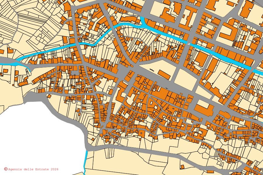 Mappa catastale del centro di Bojano: particelle e fabbricati, cartografia Agenzia delle Entrate