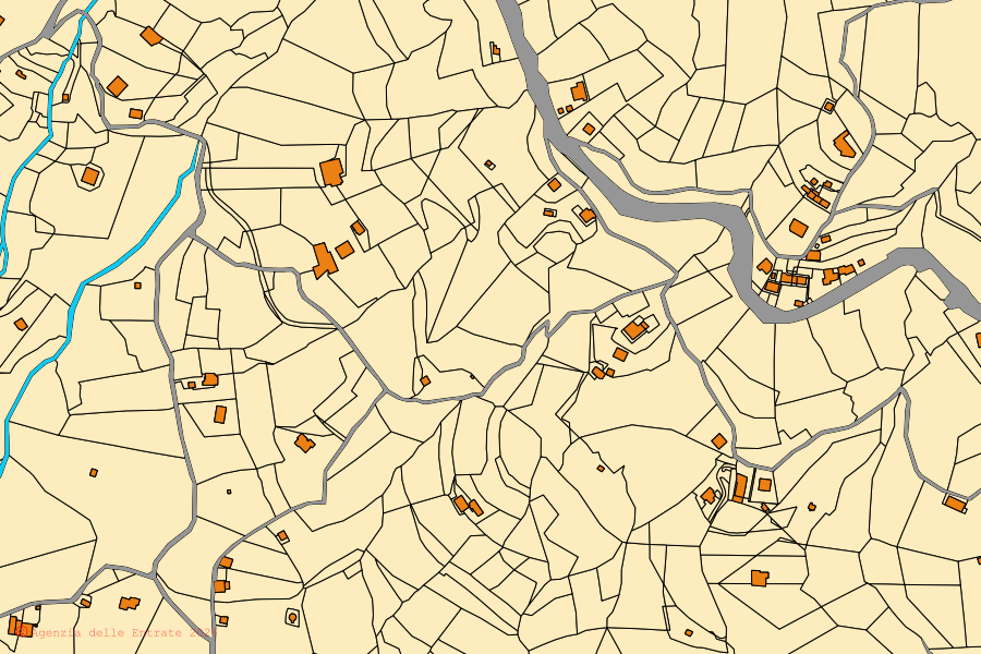 Mappa catastale del centro di Bolano: particelle e fabbricati, cartografia Agenzia delle Entrate