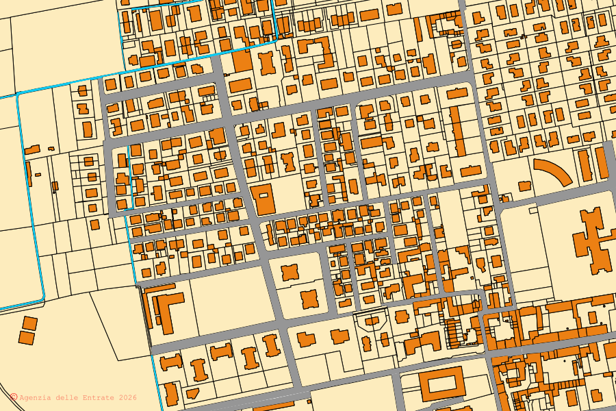 Mappa catastale del centro di Bollate: particelle e fabbricati, cartografia Agenzia delle Entrate