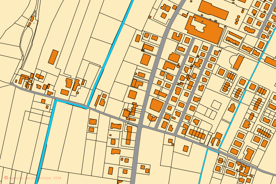 Mappa catastale del centro di Bomporto: particelle e fabbricati, cartografia Agenzia delle Entrate