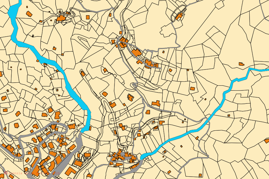 Mappa catastale del centro di Bonassola: particelle e fabbricati, cartografia Agenzia delle Entrate