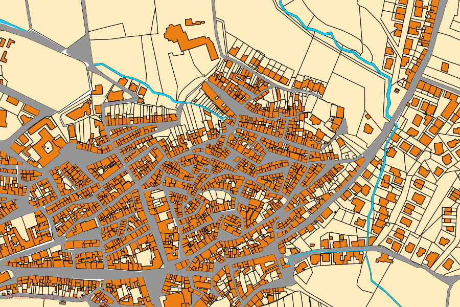 Mappa catastale del centro di Bonorva: particelle e fabbricati, cartografia Agenzia delle Entrate