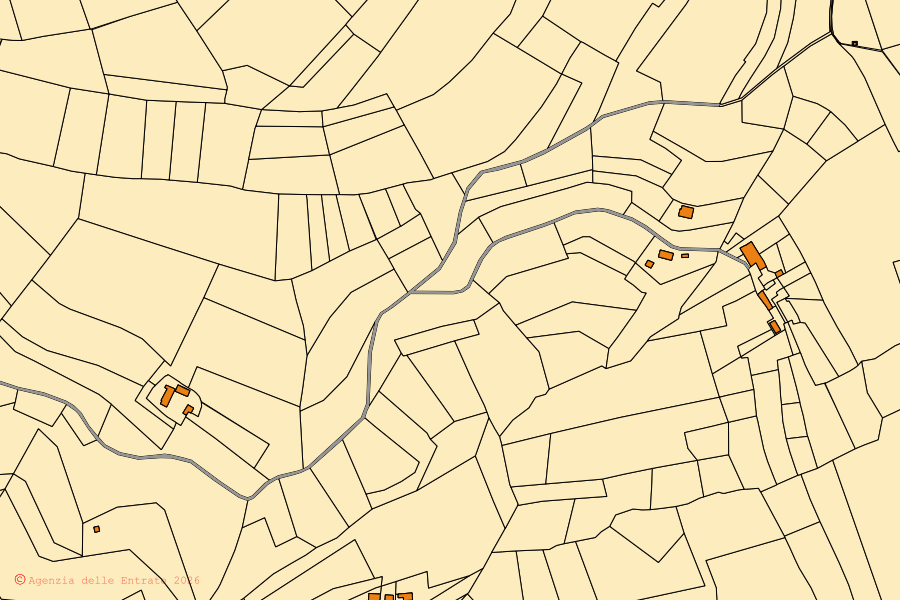 Mappa catastale del centro di Bonvicino: particelle e fabbricati, cartografia Agenzia delle Entrate