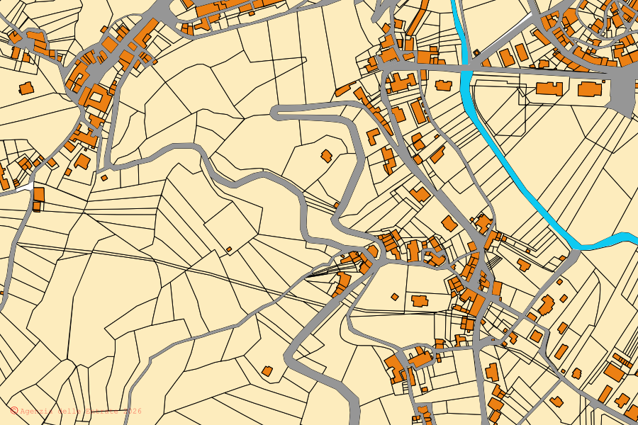 Mappa catastale del centro di Borbona: particelle e fabbricati, cartografia Agenzia delle Entrate