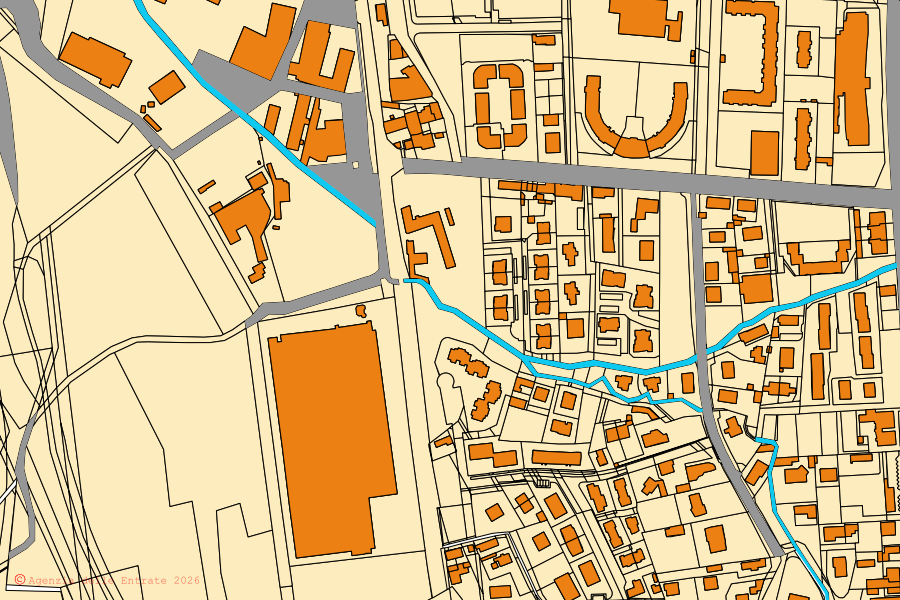 Mappa catastale del centro di Borgaro Torinese: particelle e fabbricati, cartografia Agenzia delle Entrate