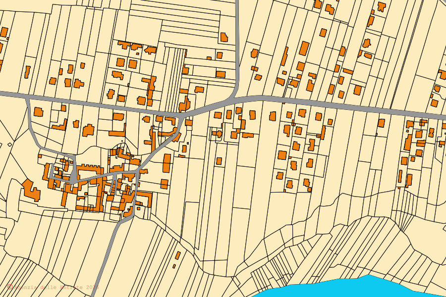 Mappa catastale del centro di Borghetto di Borbera: particelle e fabbricati, cartografia Agenzia delle Entrate
